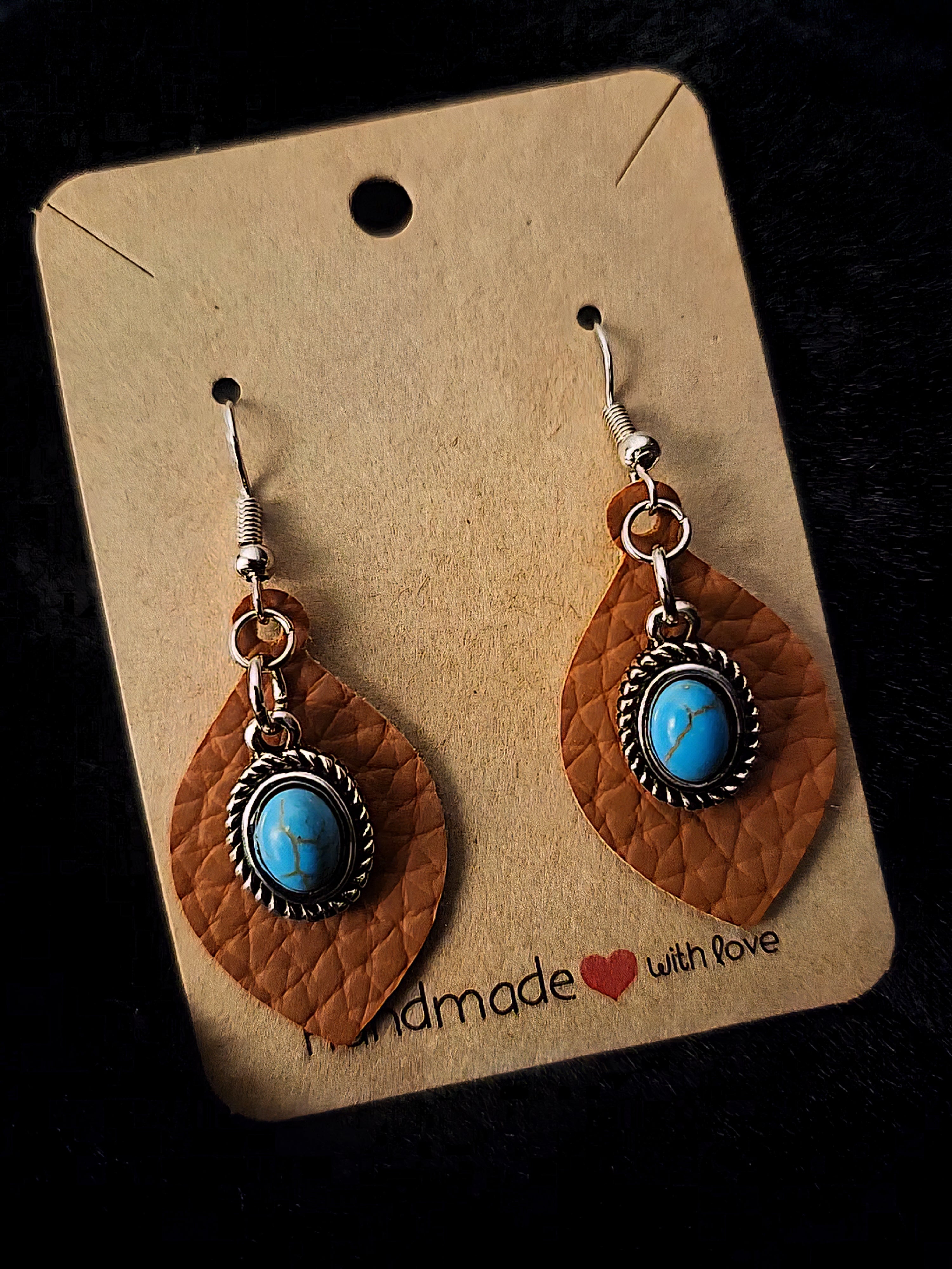 Teardrop earings w/turquoise stones
